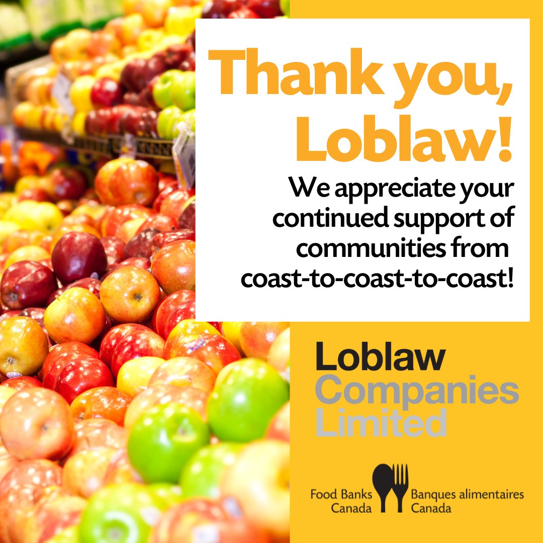 From the Holiday and Spring Food Drives to their participation in our food rescue program, the work we do simply wouldn’t be possible without @loblawco! Thank you, Loblaw, for helping to create a Canada where no one goes hungry.