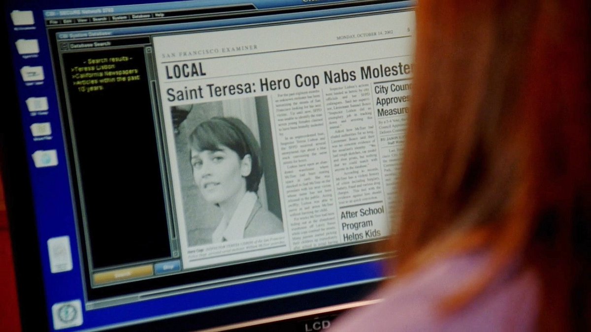 lisbonthinker's tweet photo. teresa lisbon on red badge (third episode, season two). https://t.co/EiTIdxhiyY