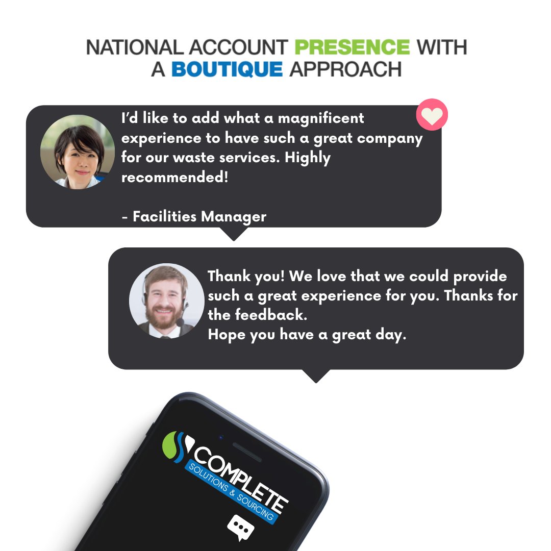 Complt2's tweet photo. The Complete Solutions &amp; Sourcing Difference!

"Our team is composed of highly engaged professionals who know their craft and are committed to ensuring that we provide our clients with the best service possible." -CSS

Is your waste program Complete? https://t.co/Pe9mLW8g87