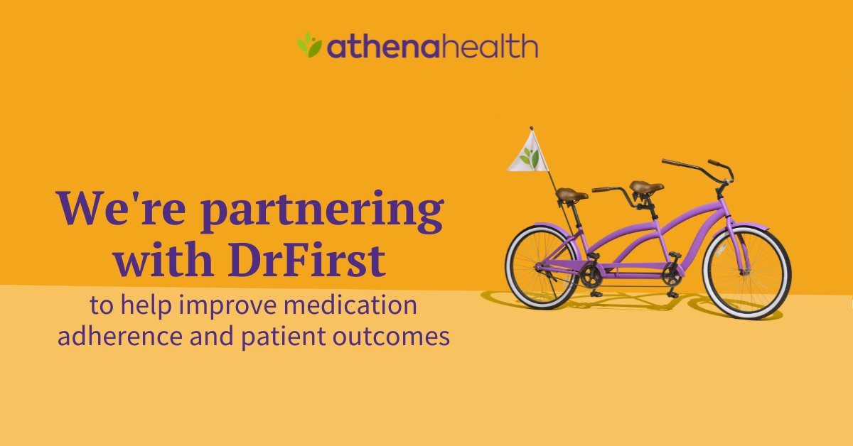 athenahealth's tweet photo. 🤝 We’re proud to announce a new partnership with @DrFirst. Access to DrFirst’s RxInform will allow athenahealth customers to send secure text messages to patients to help reduce prescription abandonment.
Learn more: https://t.co/QGZsElRWQT. #MedAdherence #PatientExperience https://t.co/ys5hd20qKx
