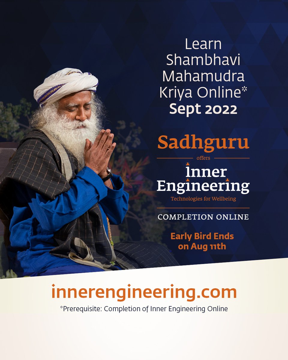 miraclemindapp's tweet photo. 🕊Early Bird Offer for Inner Engineering Completion Online program expires on August 11th!
Learn more: https://t.co/9kIv3Elj5z (link in bio)
#success #mentalhealth #innerengineering https://t.co/k3iKFZfL68