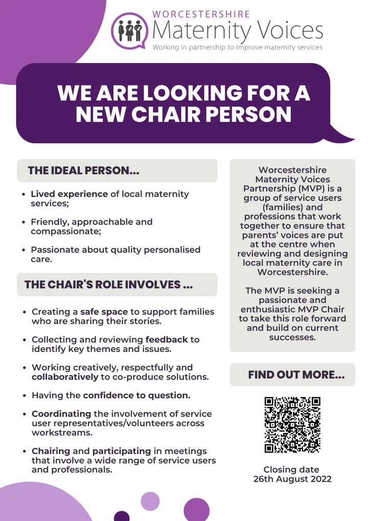 Worcestershire Maternity Voices Partnership (@voicesmaternity) on Twitter photo We are looking for someone with lived experience of local maternity services to take forward this important role.
jobs.nhs.uk/xi/vacancy/917…
<a href="/SapphireTeamMWs/">TeamSapphireMidwives</a> <a href="/RubyMidwives/">TeamRubyMidwives</a> <a href="/emeraldmidwives/">Emerald Team Midwives</a> <a href="/MidwivesOpal/">Opal Team Midwives</a> We are looking for someone with lived experience of local maternity services to take forward this important role.
jobs.nhs.uk/xi/vacancy/917…
<a href="/SapphireTeamMWs/">TeamSapphireMidwives</a> <a href="/RubyMidwives/">TeamRubyMidwives</a> <a href="/emeraldmidwives/">Emerald Team Midwives</a> <a href="/MidwivesOpal/">Opal Team Midwives</a>