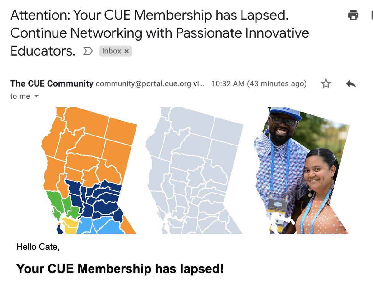 Oh no! I gotta re-up. 🤩

But wait, @cueinc -- do you cover the membership fees for #volunteer affiliate leaders!? That would be RAD! #bettertogether 

<a href="/cuelosangeles/">CUE Los Angeles</a> #wearecue
