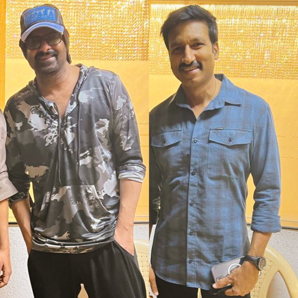 TrendsGopiChand's tweet image. &quot;The Best Friends Duo&quot;

Our Macho Star @YoursGopichand with Darling #Prabhas Completed watching #TopGun at #PrasadsLargeScreen Now 😍❤️

#21YrsOfGopichandInTFI 😘
#Gopichand