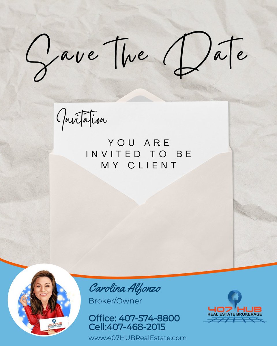 407HUBRealEstat's tweet photo. Now accepting clients, and YOU ARE INVITED! Let's make some plans and save the date for your closing! https://t.co/JyEDNA7huj