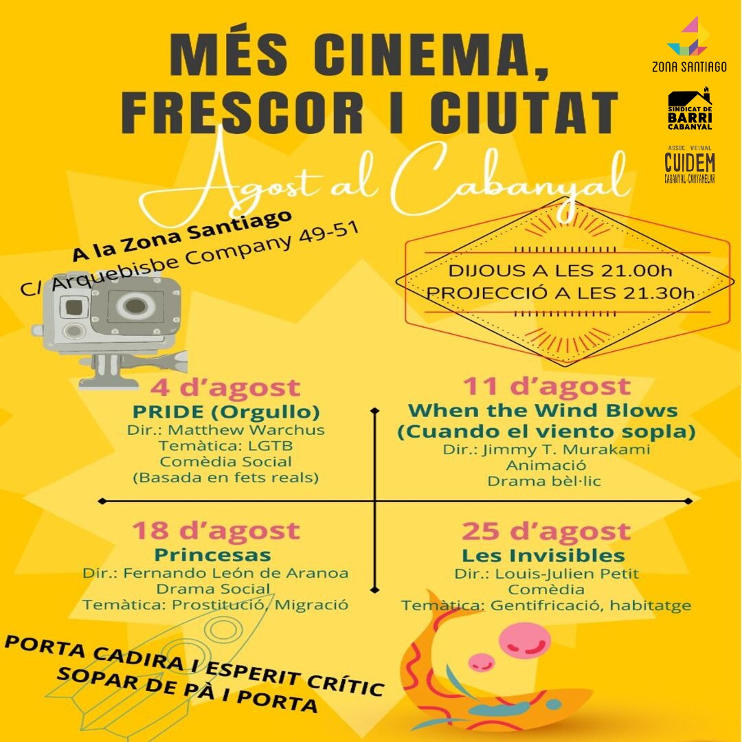 🎬En agost seguim amb el cinema d'estiu al Cabanyal.
Tots els dijous d'agost a la <a href="/delpatialbarri/">Zona Santiago</a> amb <a href="/CuidemCC/">Cuidem Cabanyal-Canyamelar</a>.