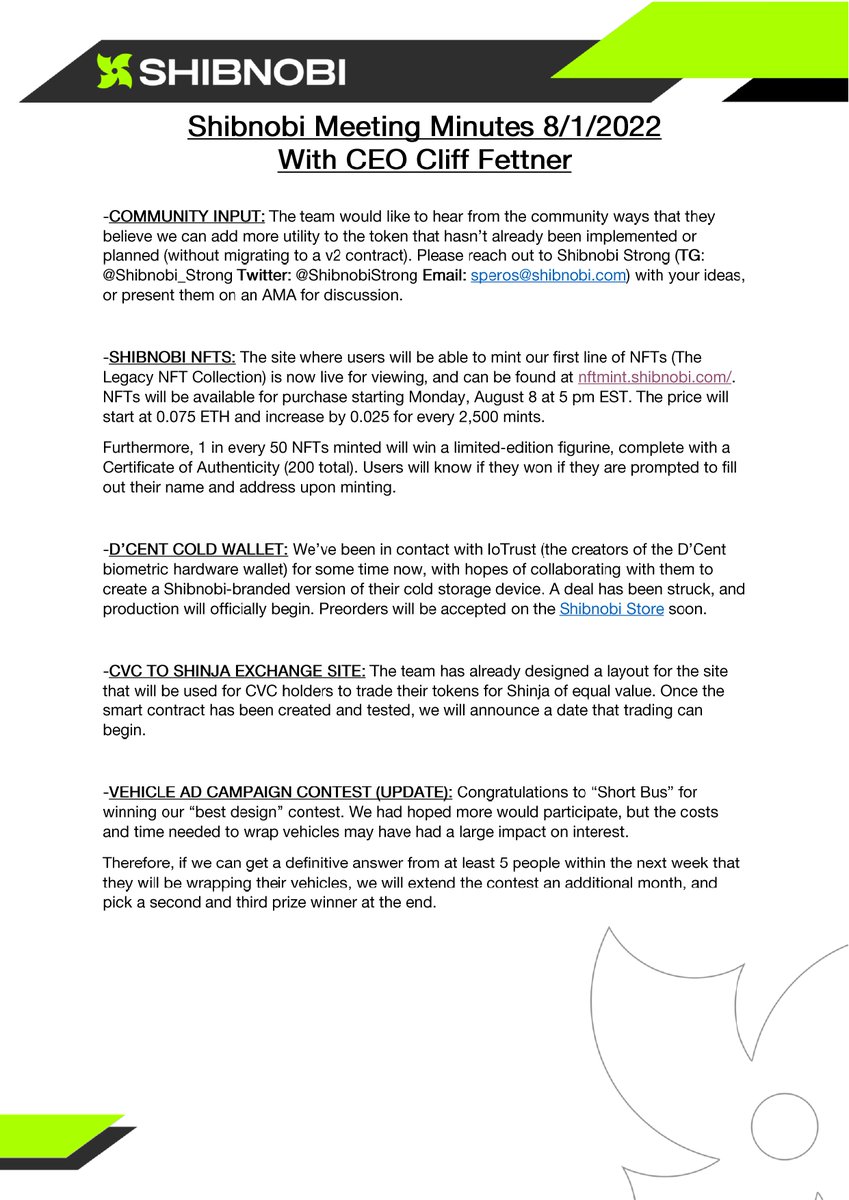Shib_nobi's tweet photo. 📝 #SHIBNOBI AMA RECAP AKA “CLIFF’S NOTES” 01 AUGUST 2022 https://t.co/DOqCPtnmqa