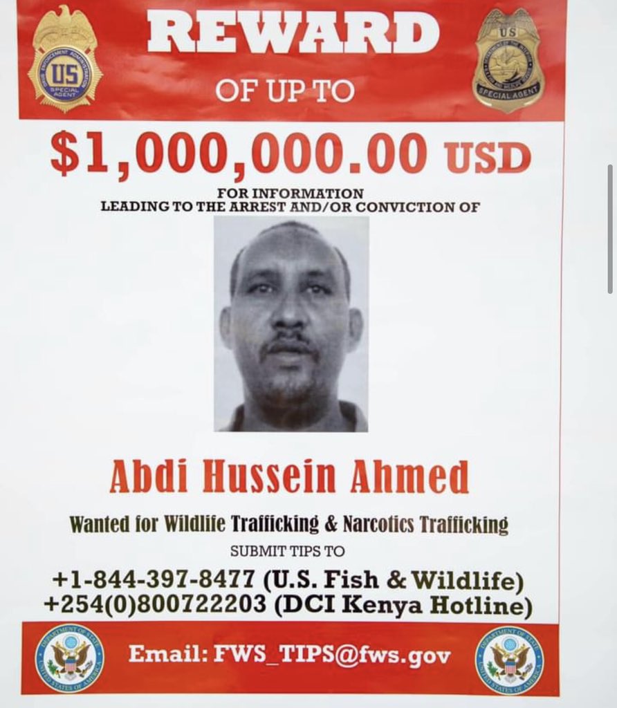 SECOND FUGITIVE ON MOST WANTED LIST OF U.S & KENYAN AUTHORITIES ARRESTED Detectives drawn from the Serious Crimes unit have today arrested Abdi Hussein Ahmed alias Abu Khadi, a suspect wanted in the United States, for wildlife and drug trafficking.