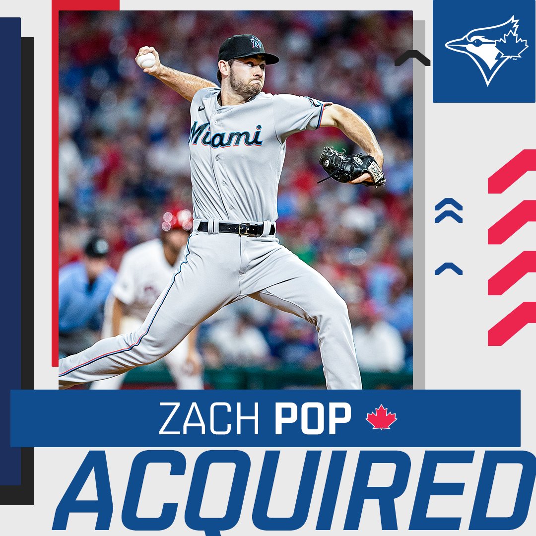 OFFICIAL: We've acquired RHP Anthony Bass, RHP Zach Pop 🇨🇦 and a PTBNL from the Marlins in exchange for INF Jordan Groshans.