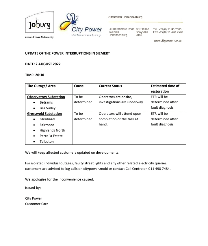 CityPowerJhb's tweet photo. #JoburgUpdates #SiemertOutages
#ObservatorySS #GresswoldSS
#Betrams: Investigations are underway. ^NT https://t.co/hk7uUpOwxb