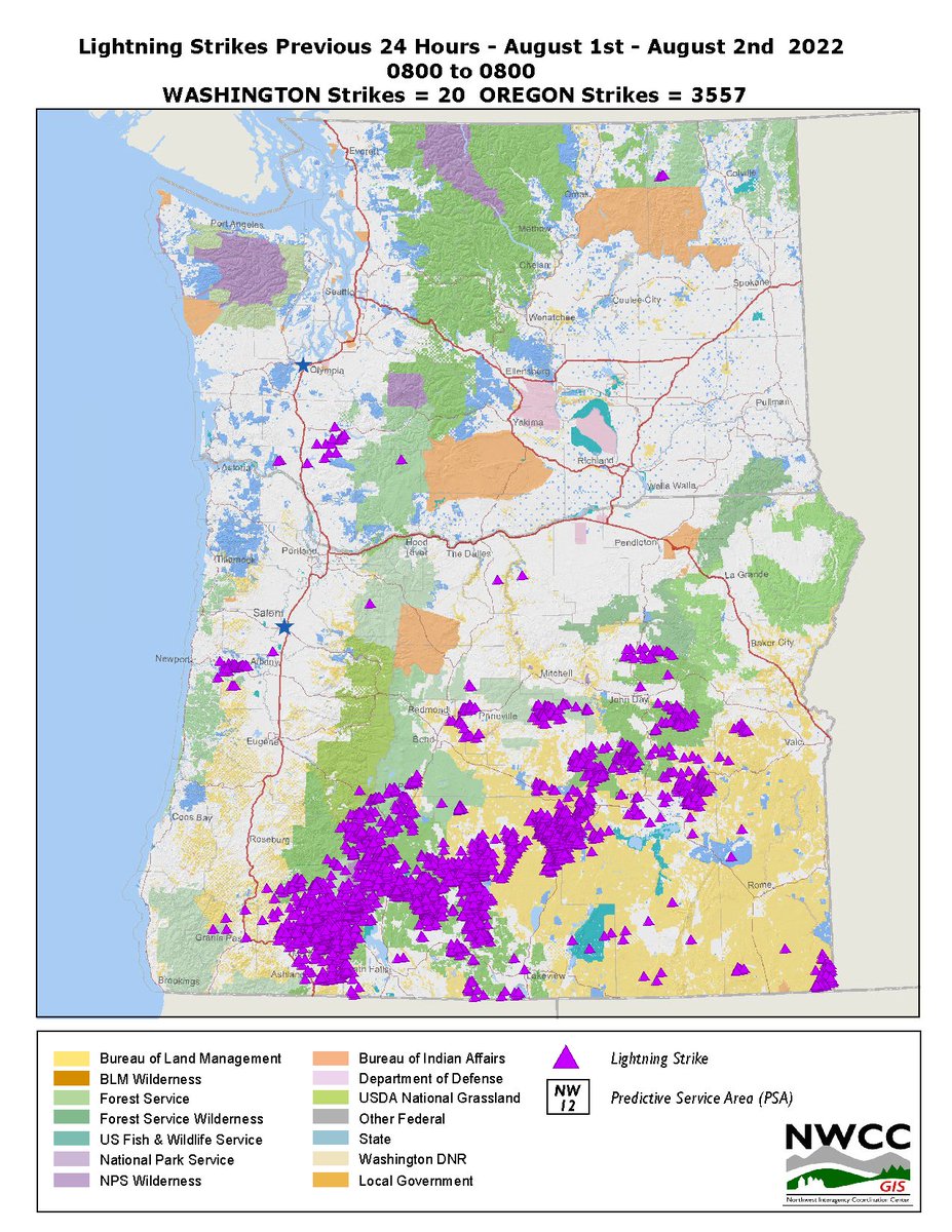 Lightning Strikes Map 24 Hours Thousands Of Lightning Strikes Hit Nw After Heat Wave The Seattle Times