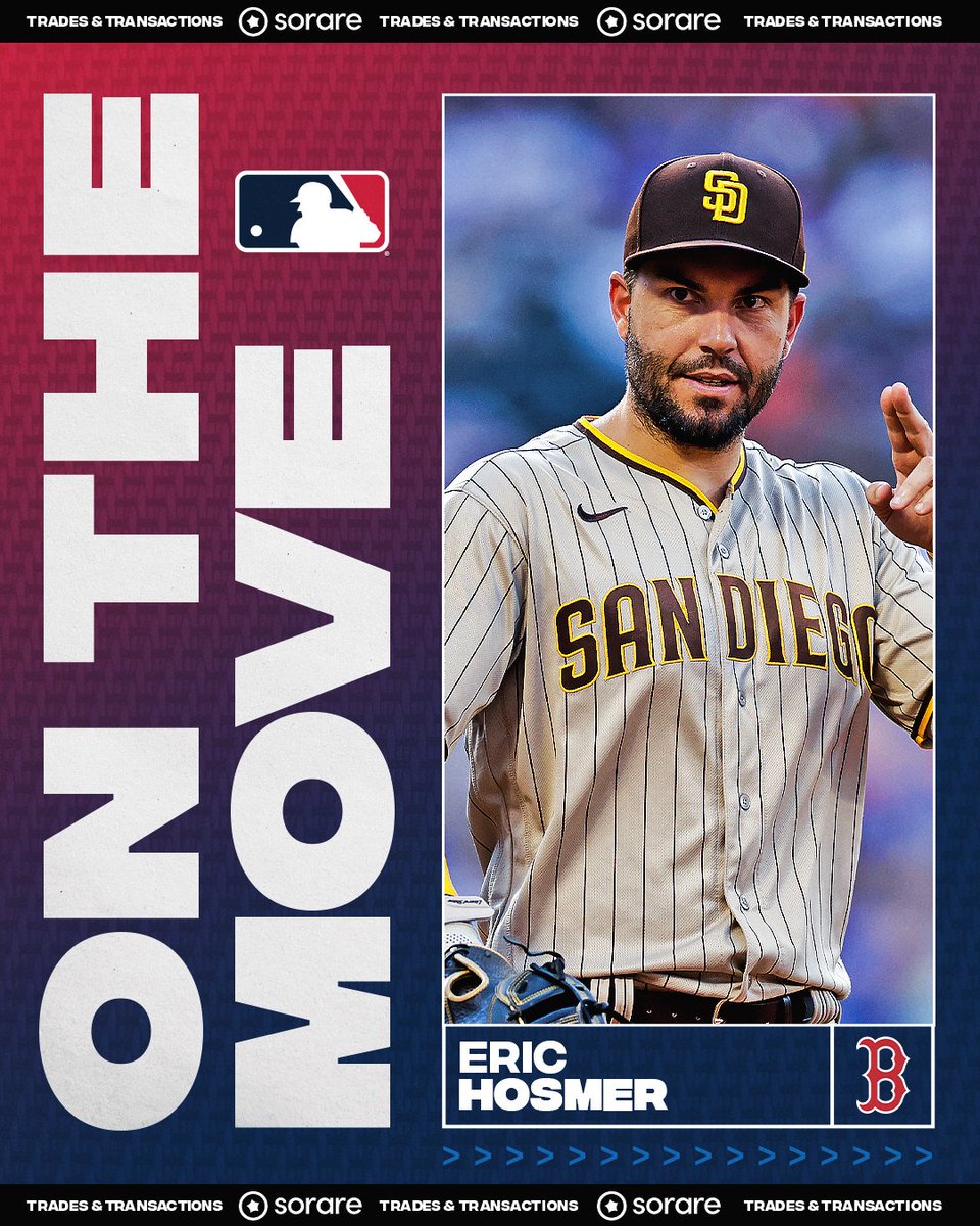MLB's tweet photo. Boston has a new first baseman. 

Eric Hosmer is reportedly headed to Boston from San Diego, per @JonHeyman. https://t.co/jMau1gbyfb