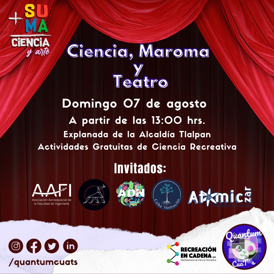 quantumcuats's tweet photo. ¡Amistades Quánticas! 🐱
Queremos invitarlos este domingo a las actividades que hemos preparado para ustedes, tendremos invitados y algunas dinámicas divertidas.
¡Los esperamos!

#divulgacioncientifica #cienciaenmexico #teatro #talleres #cdmx #quanticos #qc https://t.co/5Bq7I3rlq8