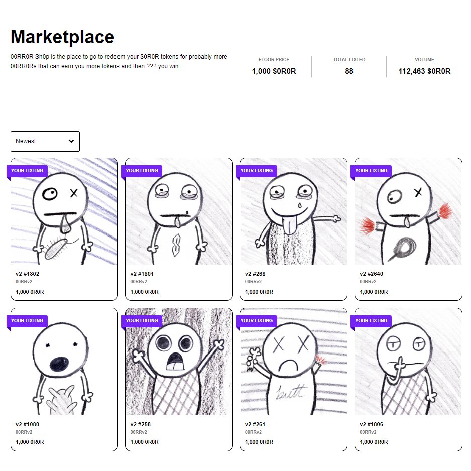 00RR0R's tweet photo. Attention 00RR0R holders. Our shop has been restocked!

Claim your staking rewards at https://t.co/YOnQB6eY9y

Use your $0R0R tokens here: https://t.co/H3gQr3D7S2 https://t.co/dsoFRZR0y4