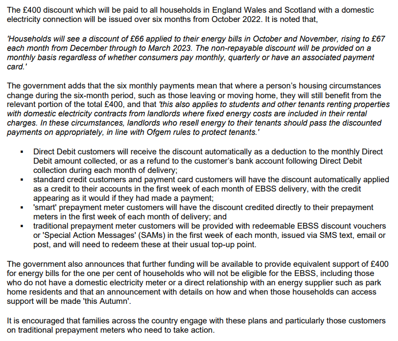 anne_staveley's tweet photo. Sharing a briefing just announced detailing the delivery of the £400 payments under the Energy Bills Support Scheme (EBSS). For more information, go to https://t.co/yGYmf3MnPN https://t.co/l3Xqbj1tEG
