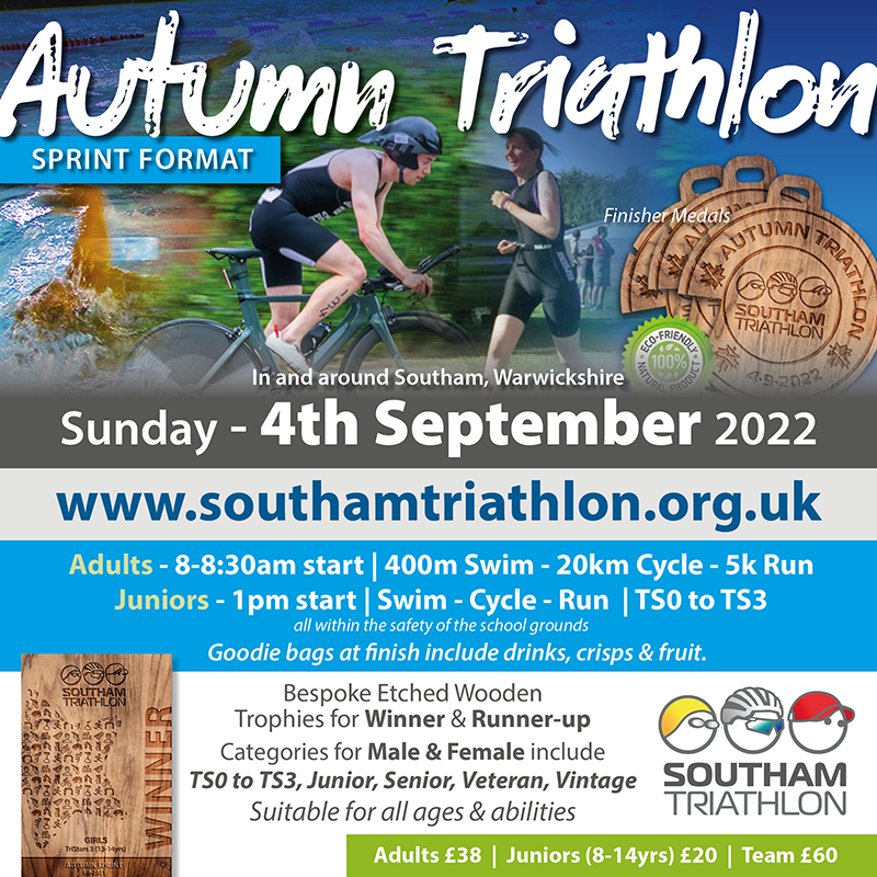 SouthamTri's tweet photo. Southam Tri - Autumn Sprint event is nearly upon us - if you are yet to book up, we would love to see you.  For more info - we have a website ...
https://t.co/5mHs23CQNl https://t.co/t2FIUM2XW3