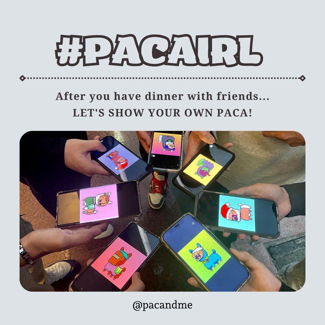 0xHaruHaru's tweet photo. #PACAIRL #PACAndMe #InRealLife

After you have dinner with friends...
Let's show your own PACA!📸✨

Web3.0 in real life is wonderful!
@alpacadabraz https://t.co/1AaIApifYt