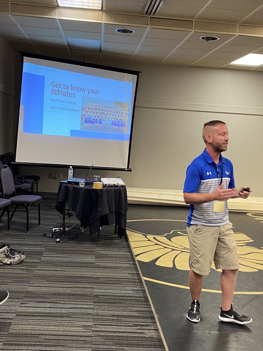 kwcaonline's tweet image. Tyler Cordts from Gardner-Edgerton High School presented with a lot of ideas of how to grow and promote your program at the annual KSHSAA Coaching School in Topeka @GEwrestling @GEHSBlazers @KSHSAA