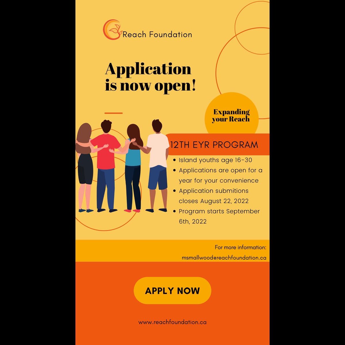 Hello everyone,
Tomorrow, we'll have an open house to discuss the Expanding Your Reach program in greater detail. 
To learn more, swipe for some information on the EYR program and don't miss the open house event.

#reachfoundation #pei #mentalhealth #addiction #support #Recovery