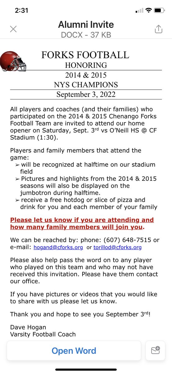 CoachHogan19's tweet photo. We’re honoring our 2014 and 2015 New York State Championship teams at halftime of our home opener against O’Neill on Saturday, Sept. 3rd 1:30 start. If you were a member of one or both of those teams, please see below.  Hope you can make it. https://t.co/CsiyzNQUG0