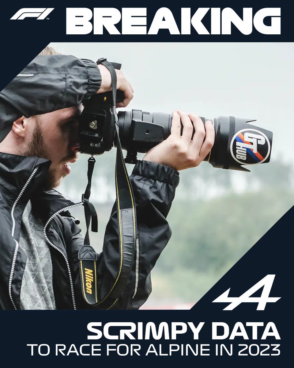 gthub's tweet photo. BREAKING: ScrimpyData will drive for Alpine in 2023!

#F1 
@WouterV_inBE 
 
@AlpineF1Team https://t.co/QJghjvbCt8