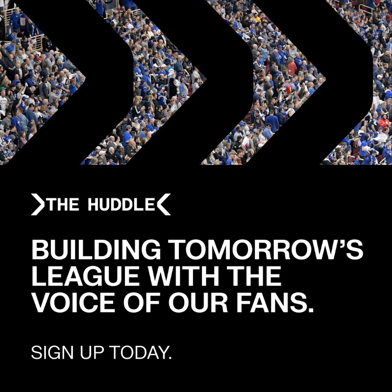 TheUFL's tweet photo. Today, we're launching #TheHuddle, a members-only digital community for you, our fans, to share input and feedback via surveys and exclusive content so that we can build tomorrow's league together. 

Connect. Share. Be Heard. Join The Huddle. 

Space is limited.