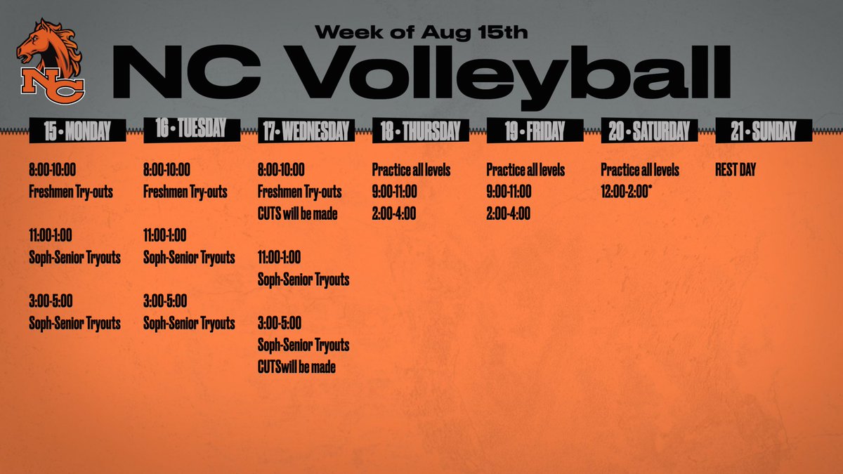 Here is the long awaited information for try outs Aug 15th-17th.