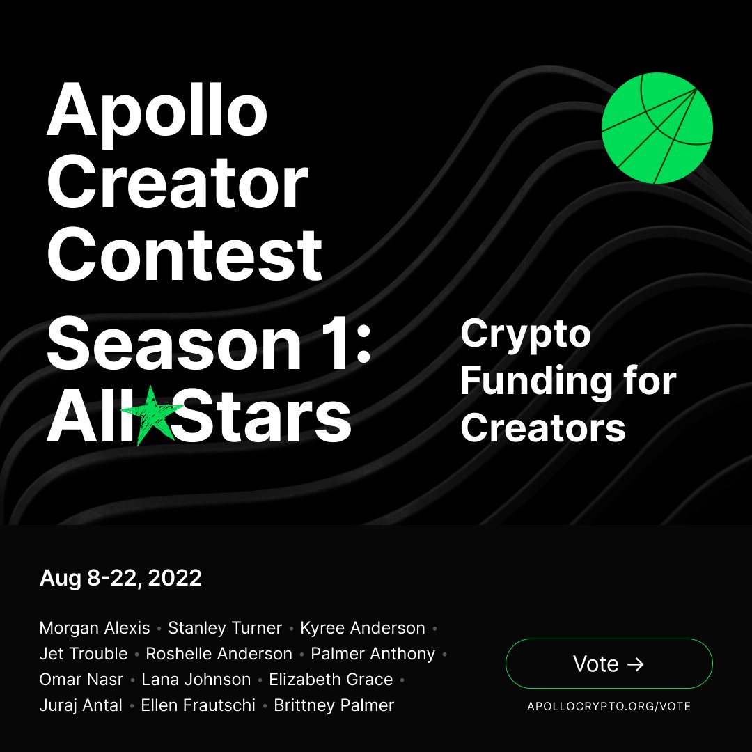 Apollo_F_T_W's tweet photo. APOLLO ALL-STARS ⭐️

We are bringing back the 12 past contest winners for the ultimate head-to-head super contest!

All-Stars will run for two weeks beginning on August 8th and ending on the 22nd

Find out all the details on the website 👉
https://t.co/tN7fIApz4F

#ApolloCrypto https://t.co/6AEYV7tulw