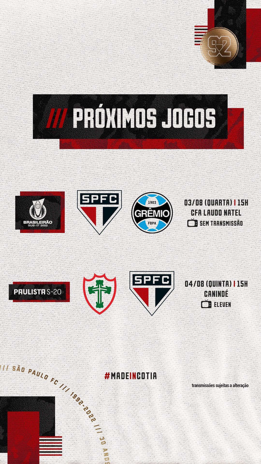 São Paulo FC on X: Neste domingo, o Tricolor começa a busca pelo título do  Campeonato Paulista Sub-17! Saiba mais:  🆚  Corinthians 🏆 PTA Sub-17 ➡️ Final - jogo 1 ⏰