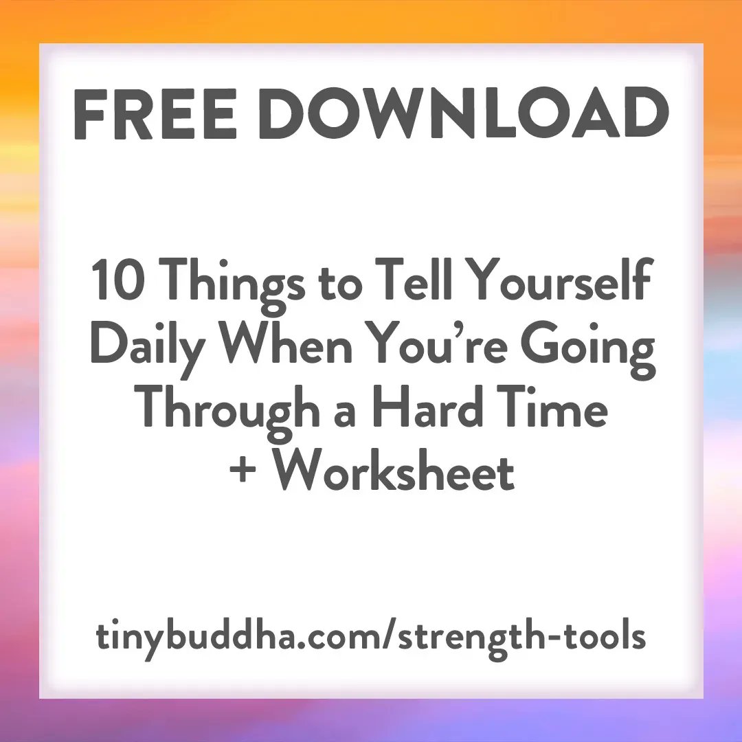 tinybuddha's tweet image. Hi friends! Lori here. I know how easy it is to get down on yourself when you're struggling &amp;amp; not your best. That's why I created this FREE printable 10 Things to Tell Yourself Daily When Going Through a Hard Time + companion worksheet. Download both here buff.ly/3uYuLuA