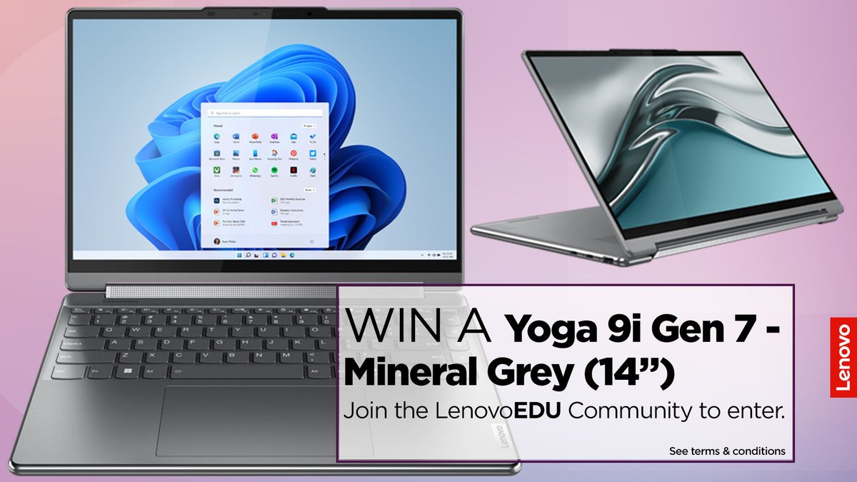 LenovoEducation's tweet photo. Does your current laptop need an upgrade? We got you! Join LenovoEDU for your chance to win a Yoga 9i Gen7 (14") !

Enter Now: https://t.co/LZI7h3vQYd https://t.co/KjQcwmytyH