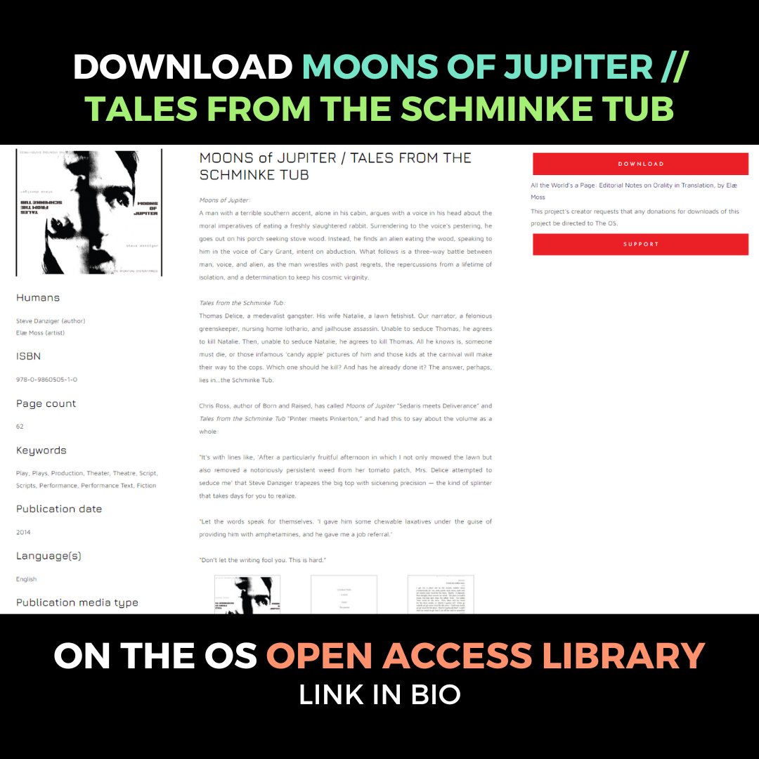 the_OS_'s tweet photo. As with all of the OS's titles, you can download MOONS OF JUPITER / TALES FROM THE SCHMINKE TUB for free or by donation on the Open Access Library: https://t.co/5Q29c4gt8D https://t.co/IXGjqWV00X