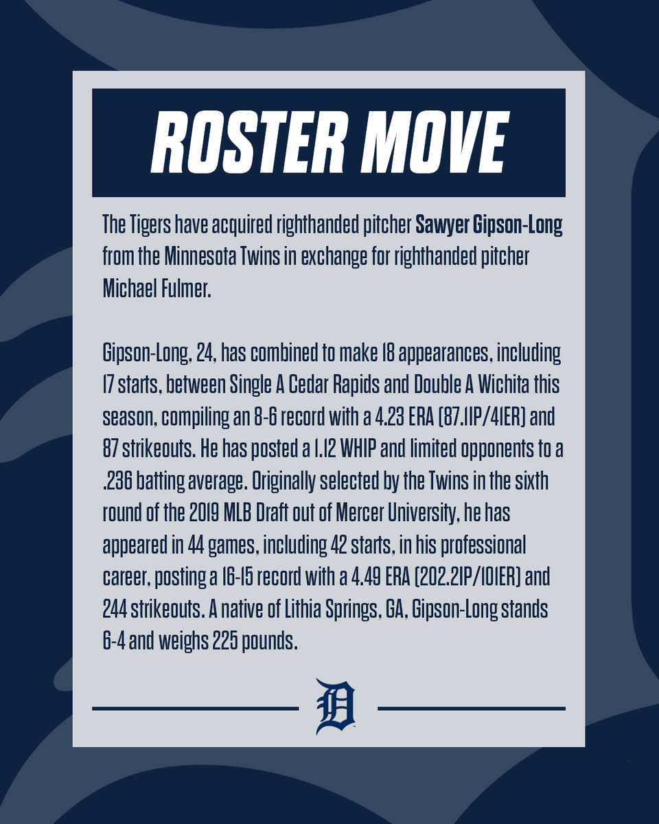 Detroit tigers on twitter tigers acquire rhp sawyer gipson long from