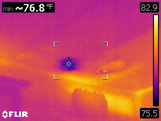 Our IR Thermal Imaging camera spotted this leaking shower above the ceiling in this room. There was no staining or indication on the ceiling drywall that the shower above was leaking.  Just one of the cutting edge tools we bring to every home inspection. #thermalimaging #IR <a href="/flir/">Teledyne FLIR</a>