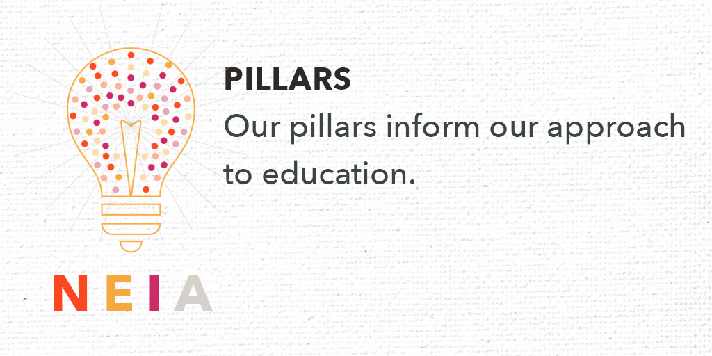 NEIA's pillars define our approach to education. The pillars focus our community on how we learn and what we value. Reach out and let us know if the #NEIA pillars align with your view of what education should be! bit.ly/3oMB9S7 #NEIAinsights