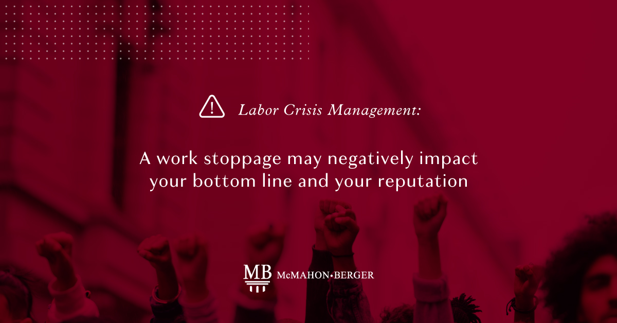 Work stoppages such as strikes and picketing harm customer service and may damage the employer’s reputation. The experienced labor attorneys at McMahon Berger will work with you to minimize the impact and find a resolution as quickly as possible: ecs.page.link/zwLYj