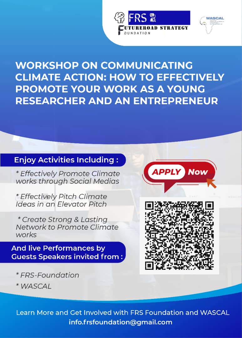 #ClimateAction 𝐂𝐥𝐢𝐦𝐚𝐭𝐞 𝐀𝐜𝐭𝐢𝐨𝐧 𝐂𝐨𝐦𝐦𝐮𝐧𝐢𝐜𝐚𝐭𝐢𝐨𝐧 #𝐓𝐫𝐚𝐢𝐧𝐢𝐧𝐠 ; 𝑨𝒑𝒑𝒍𝒚 𝒃𝒆𝒇𝒐𝒓𝒆 𝒕𝒉𝒆 26 𝑨𝒖𝒈𝒖𝒔𝒕 2022.
docs.google.com/forms/d/e/1FAI….
@FutureroadF <a href="/Wascal/">Wascal</a> #Togo