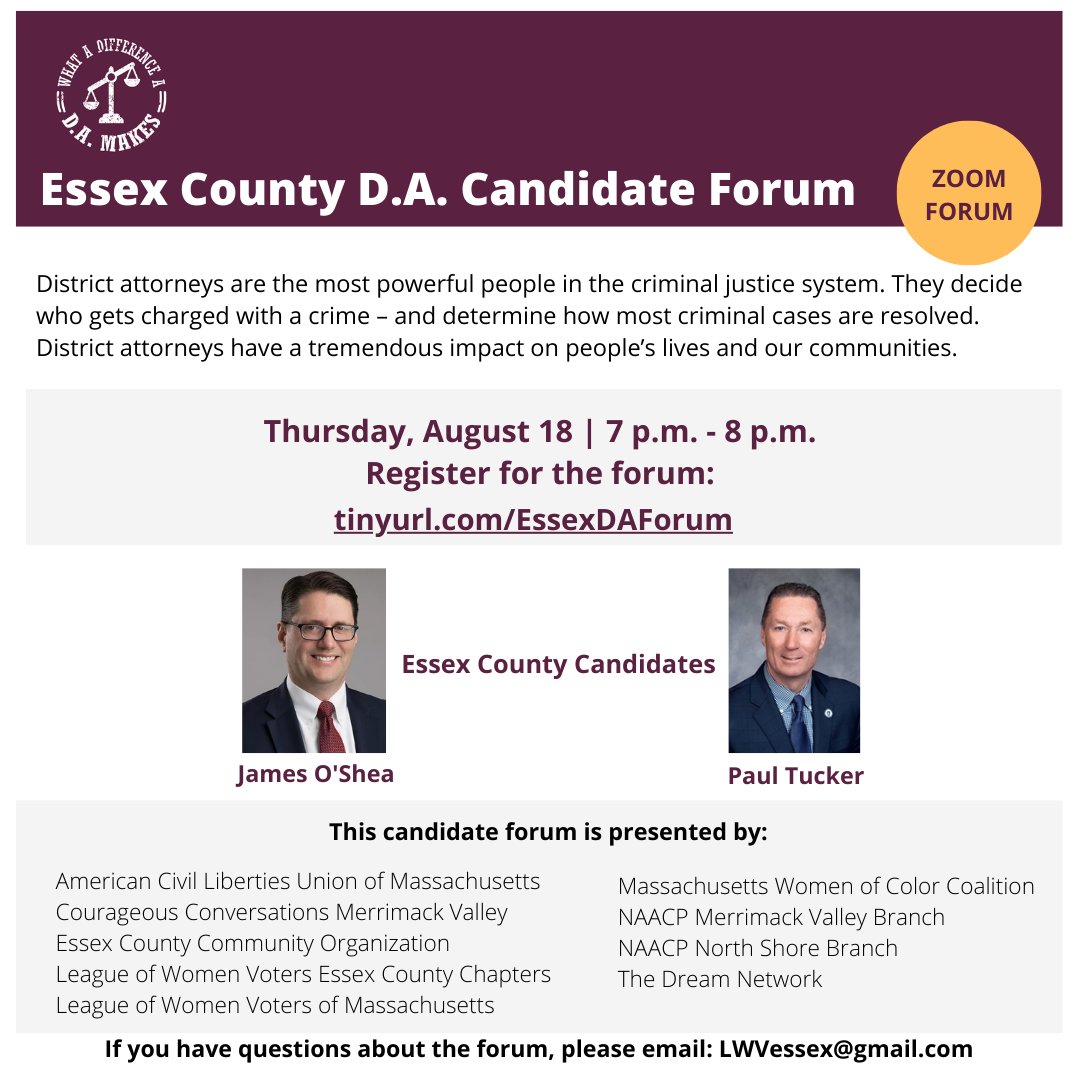 ACLU_Mass's tweet photo. Join us tomorrow, Thursday, August 18, 7-8PM for the Essex #WADADAM Forum:
https://t.co/ryxLx7WKsm
#DADifference https://t.co/CySvu0XW5x