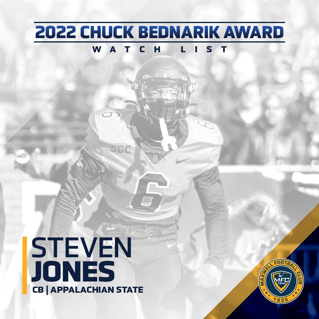 MaxwellFootball's tweet photo. Appalachian State CB @MrSteveMac6 has been named to the 2022 #BednarikAward Watch List. 

#MaxwellFootball https://t.co/X1xD1xLgDa