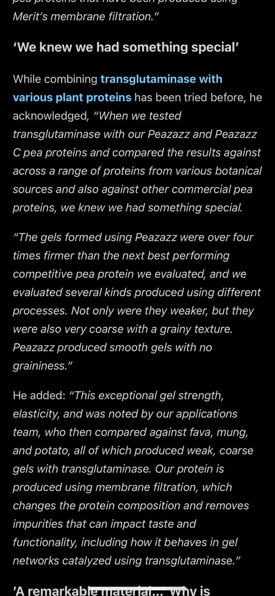 cab_971's tweet photo. $BRCN $BU.TO 10/ Another good article on Burcon/Merit’s approach to replace #methylcellulose, in particular noting “pretty remarkable gelation” with proteins that go thru their proprietary membrane filtration process. “We knew we had something special…” https://t.co/SndzdFc6SC https://t.co/BOfuNfi3YE