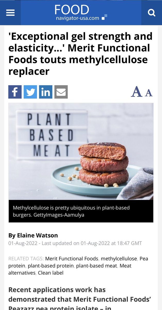 cab_971's tweet photo. $BRCN $BU.TO 10/ Another good article on Burcon/Merit’s approach to replace #methylcellulose, in particular noting “pretty remarkable gelation” with proteins that go thru their proprietary membrane filtration process. “We knew we had something special…” https://t.co/SndzdFc6SC https://t.co/BOfuNfi3YE