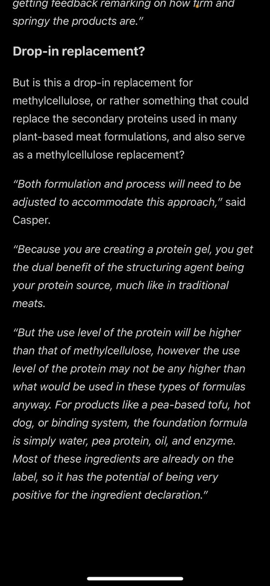 cab_971's tweet photo. $BRCN $BU.TO 10/ Another good article on Burcon/Merit’s approach to replace #methylcellulose, in particular noting “pretty remarkable gelation” with proteins that go thru their proprietary membrane filtration process. “We knew we had something special…” https://t.co/SndzdFc6SC https://t.co/BOfuNfi3YE