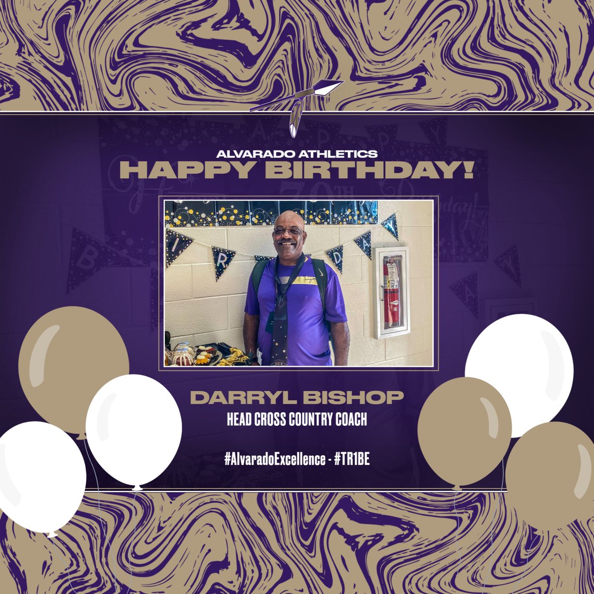 Alvarado Athletics wants to wish Coach Bishop a very Happy Birthday. We are fortunate and glad to have you here in Alvarado. May it be the best one yet. 

#AlvaradoExcellence #TR1BE