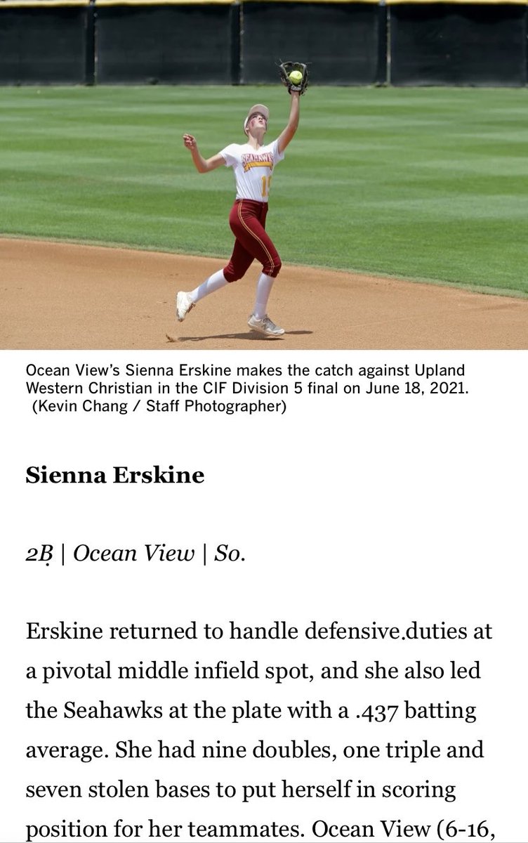 athletics_OV's tweet photo. Congratulations to Sienna Erskine for being named First-Team Dream Team by the Daily Pilot! https://t.co/DaUGwkhPEZ