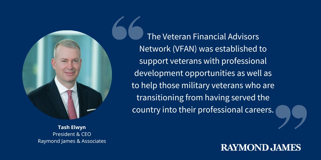 TashElwynRJ's tweet photo. Proud to announce that @RaymondJames has created a Veteran Financial Advisors Network (VFAN) to enhance the professional development and support of veterans at the firm and beyond. VFAN will officially launch this fall in conjunction with Veteran's Day. https://t.co/Db8E3ACWsX https://t.co/y9uAUqJhZQ