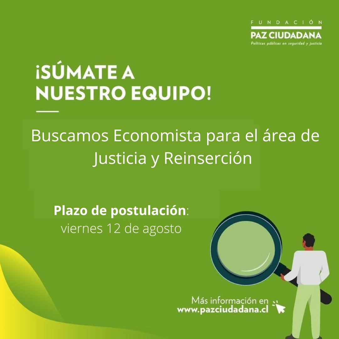 Buscamos economista para el área de Justicia y Reinserción.
Revisa el perfil de cargo y postula aquí: linkedin.com/feed/update/ur…