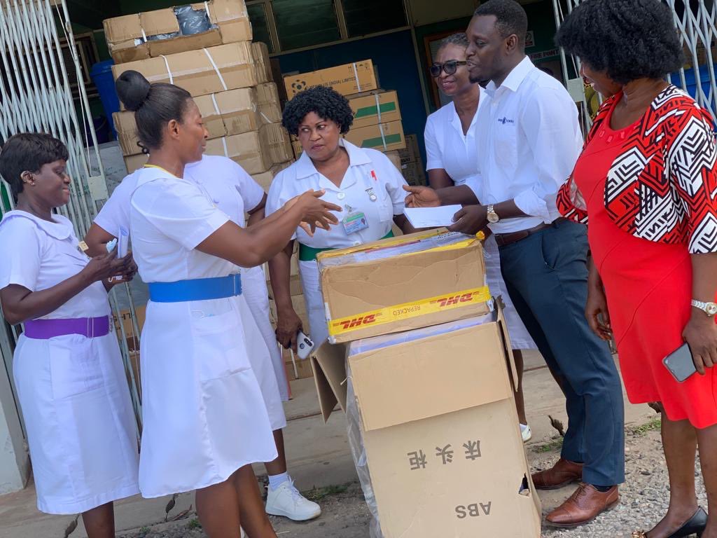 _4Louis's tweet photo. Proud to be able to supply a hospital in Takoradi in Ghana with a cuddlecot.The team can be seen accepting the unit from Joseph Anane from Work the World. Thank you to everyone who supported this project. #4louis #cuddlecot #MatExp #nhs #midwife #Worktheworld #giftoftime https://t.co/Mi0fm72Rwz