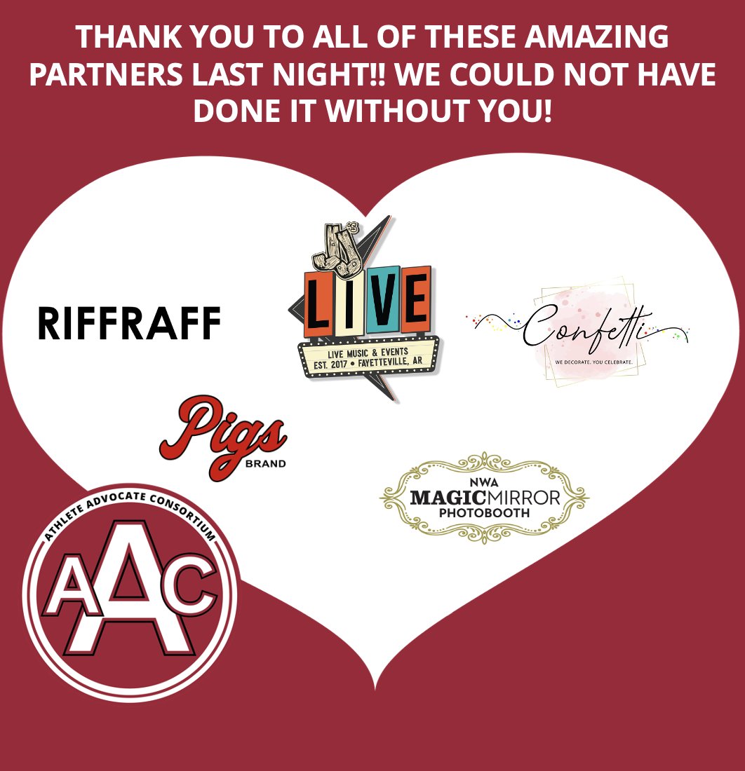 We are so beyond thankful to our amazing partners that helped us pull off  last night's signing event!!  

Venue and Catering by @JJsLiveAR 
Balloon decor by @confettinwa
Apparel (aka "drip") by <a href="/ShopRiffraff/">ShopRiffraff.com</a> 
Photobooth by @nwamagicmirror 
Hats by <a href="/PigsBrand/">Pigs Brand</a>