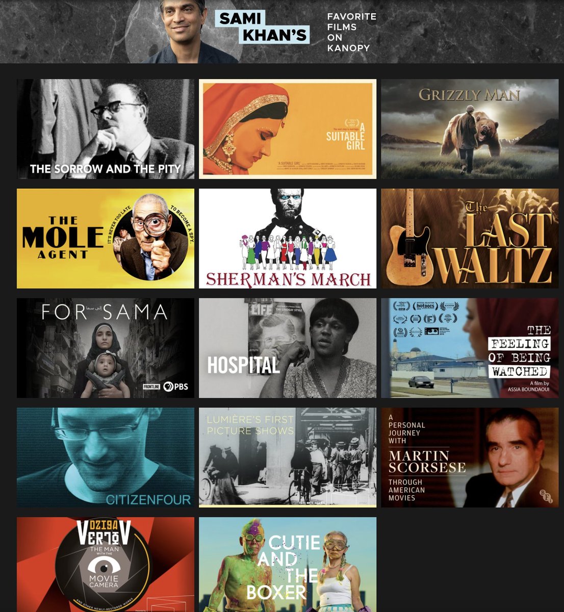 samikhanfilm's tweet image. What do you think of my list of essential docs? Was a thrill and an honor to pick my favorite non-fiction films on @Kanopy, my favorite streaming service. Thankful to them for making these amazing films accessible. Support your local public library and Kanopy today. #Documentary