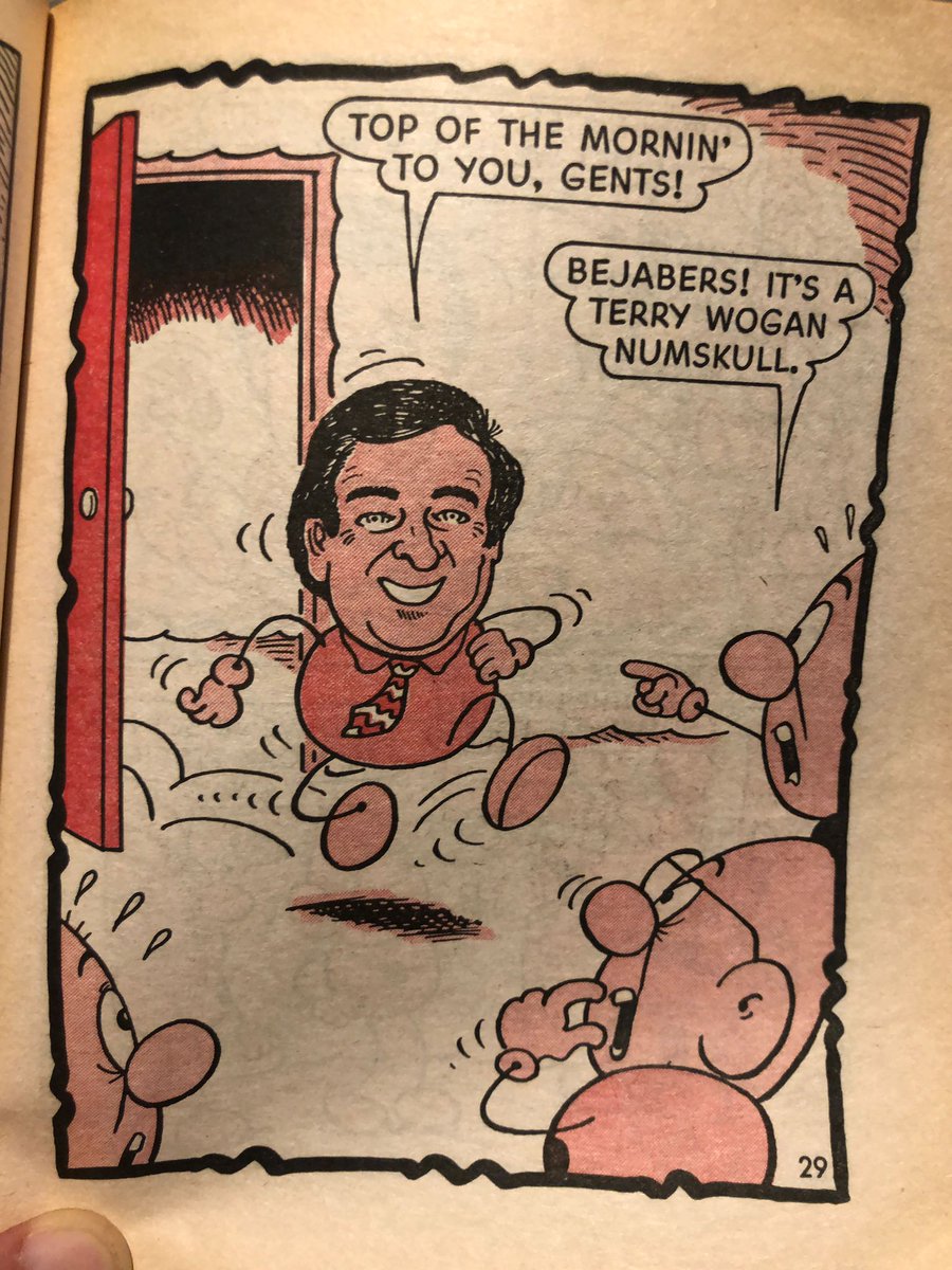Reading on old comic book to my son this evening and found a bizarre cameo from <a href="/terry_wogan/">Terry Wogan</a> in a <a href="/TheNumskulls/">The Numskulls</a> strip.

<a href="/BeanoOfficial/">Beano</a>